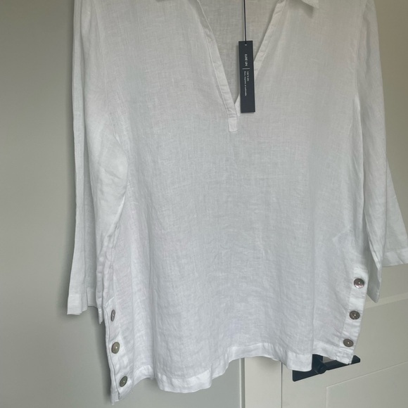 TAHARI NWT Luxe 100% Linen Side-Button Tunic – Size XL - Picture 7 of 9